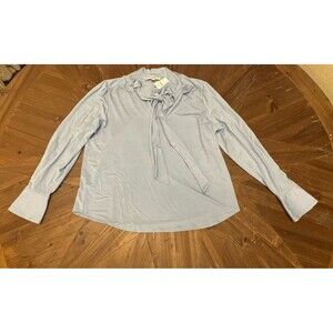 Loft light blue Chambray Bow Blouse Large